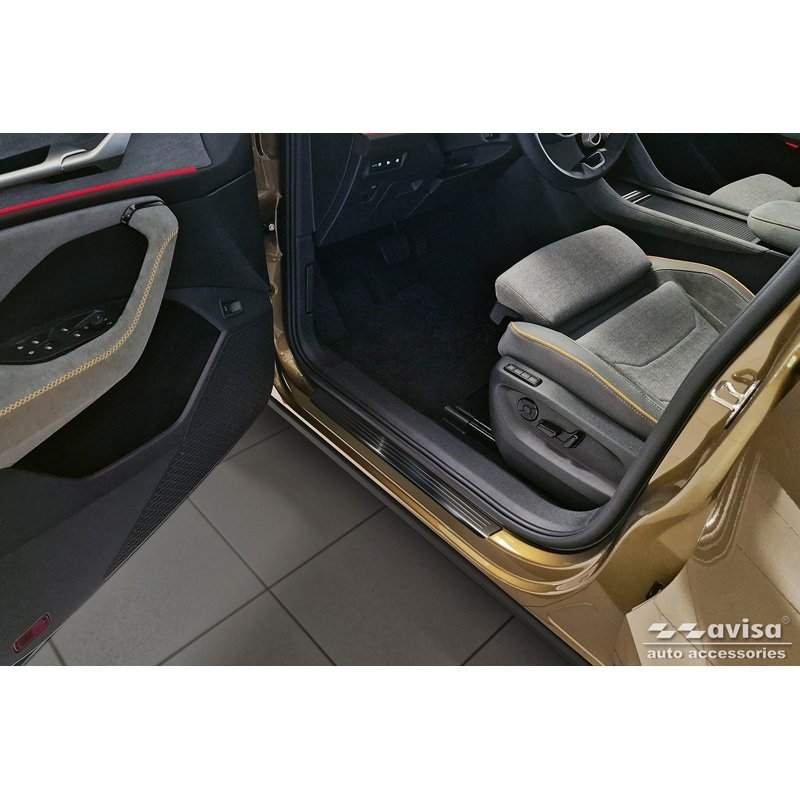 Zwart RVS Instaplijsten passend voor Skoda Kodiaq II (PS7) 2024- 'Lines' - 4-delig