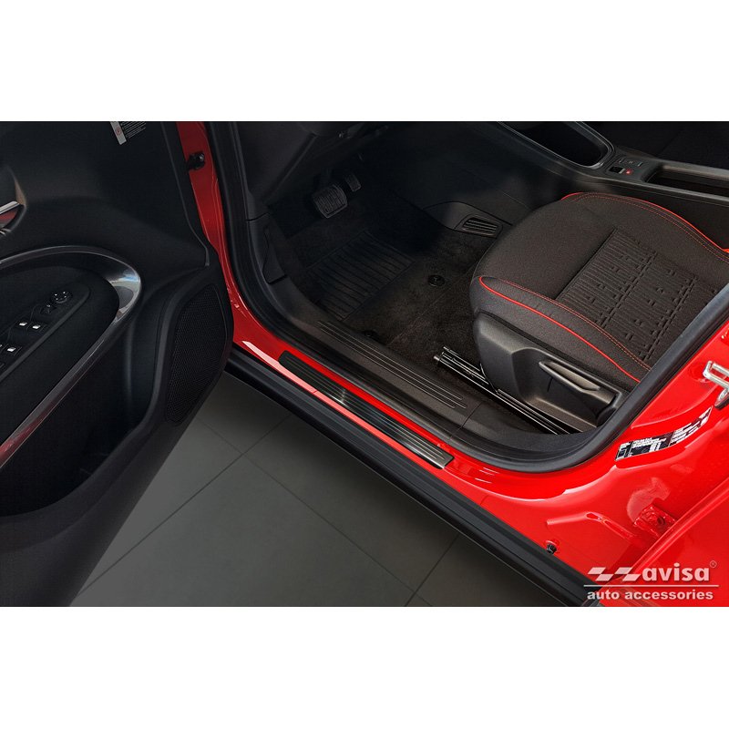 Zwart RVS Instaplijsten passend voor Fiat 600(e) (365_) 2023- - 'Lines' - 4-delig